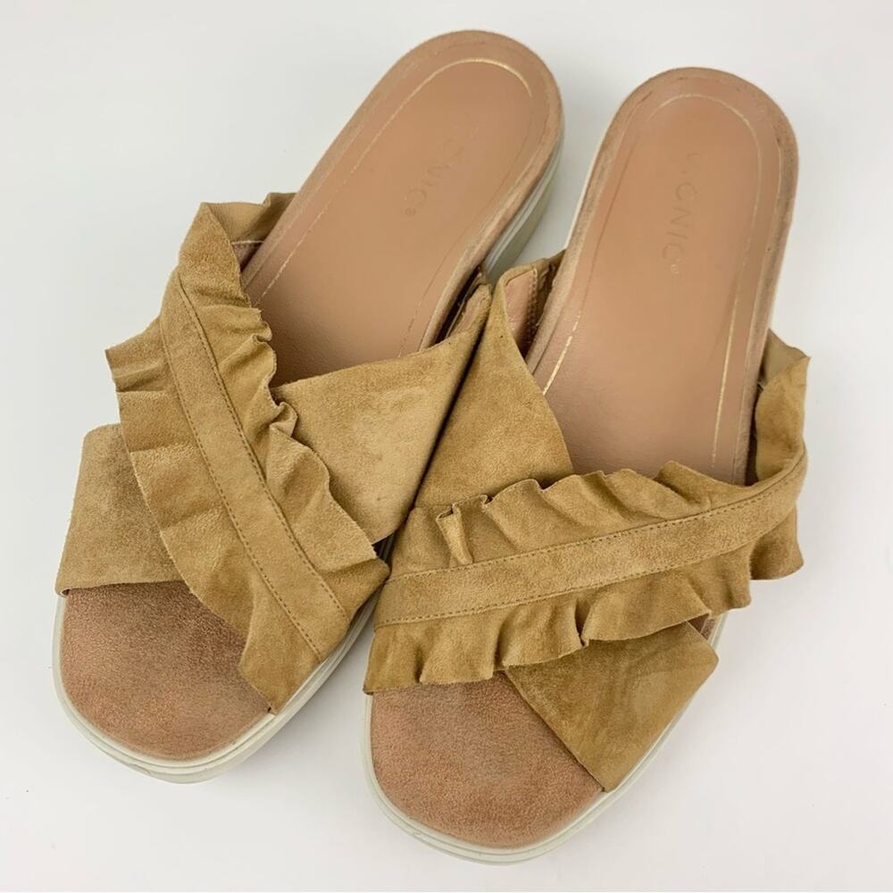 Vionic Azalea Brown Leather Ruffle Slip On Mule Slides Sandals 11